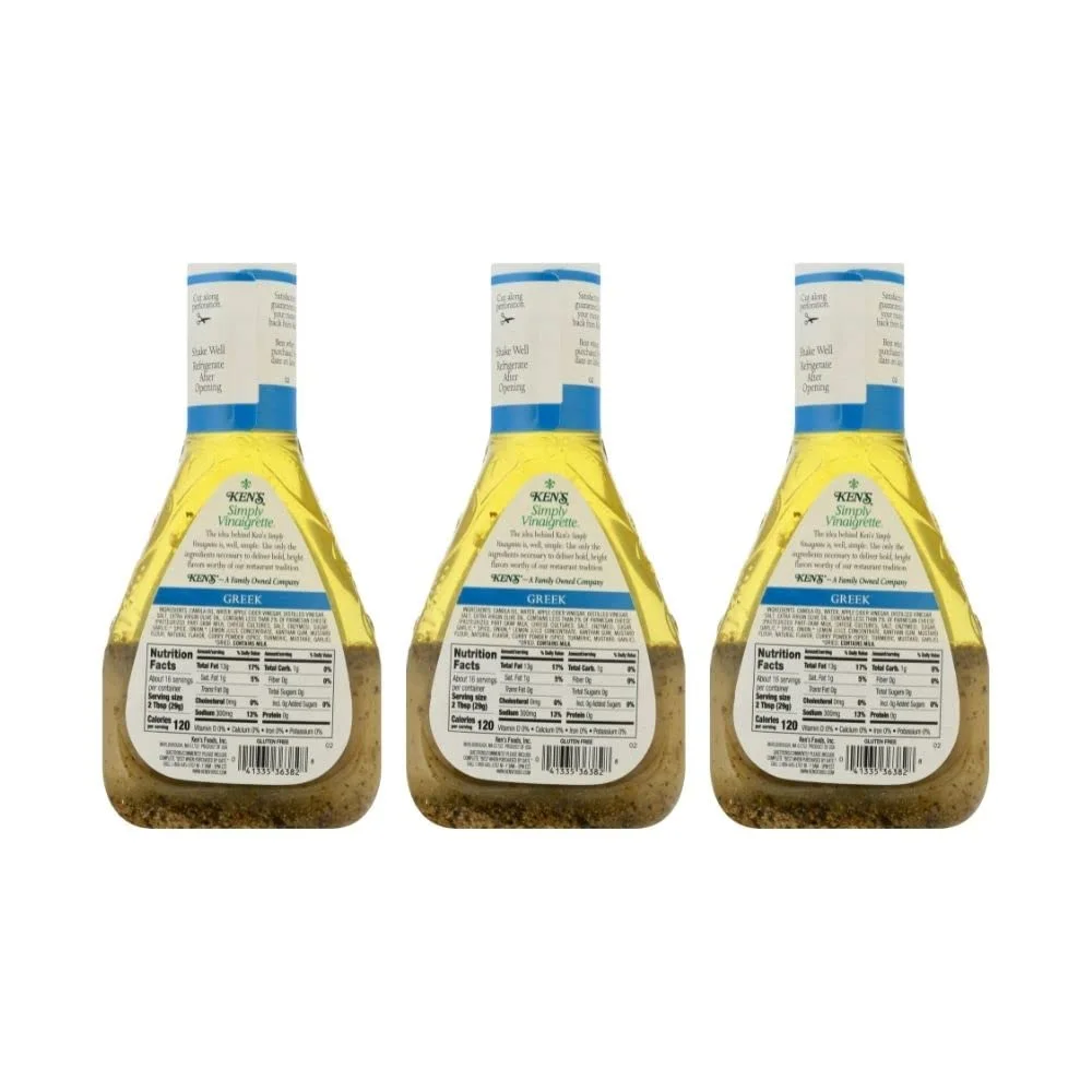 Steakhouse Simply Vinaigrette Greek Dressing, Gluten With No Artificial Flavors, Preservatives Or High Fructose Corn Syrup, 16 FL OZ Bottle (Pack Of 3)