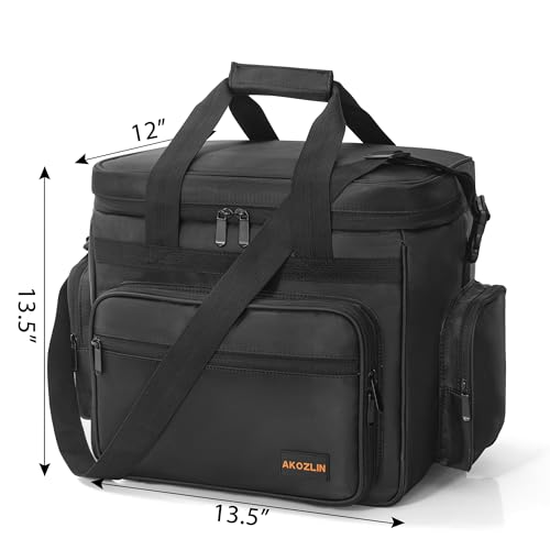 AKOZLIN Vinyl Record Travel Carrying Bag with Divider Durable Vinyl Albums Storage Case Fit 40 Records 12