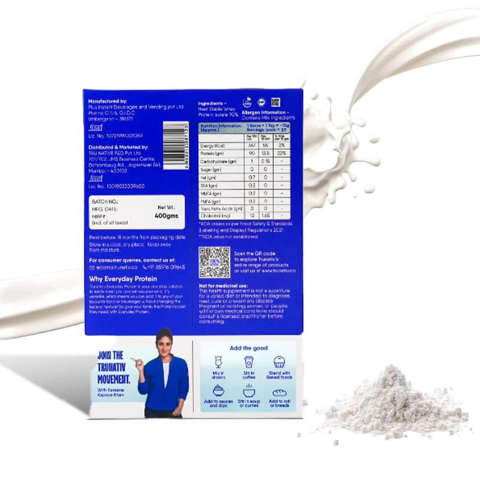 Trunativ Everyday Protein| 90% Protein-Natural Irish Whey Protein Isolate |Cook-Bake-Blend | Clean Label Certified Dairy Extract | Cookable Protein | Family Nutrition | Versatile P