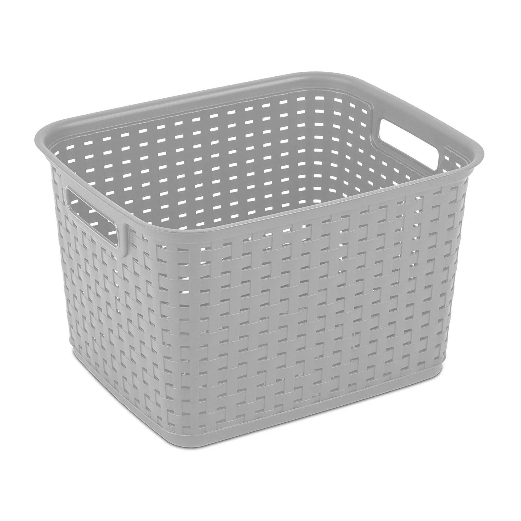 Sterilite Tall Wicker Weave Plastic Laundry Hamper Storage Basket, (6 Pack)