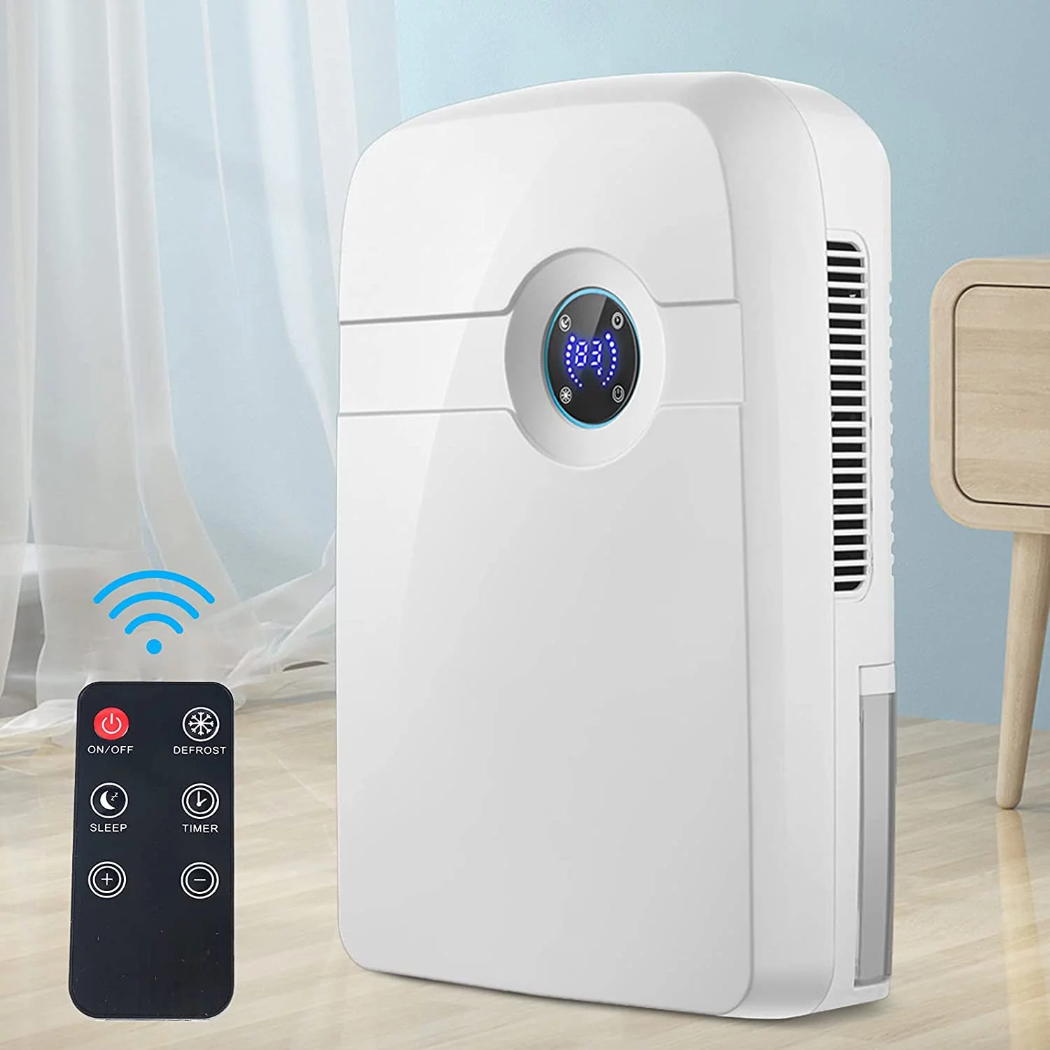 OUKANING 2500ML Home Dehumidifier Air Dryer Humidity Auto Control Quiet Damp Moisture Free with Remote Control 24W