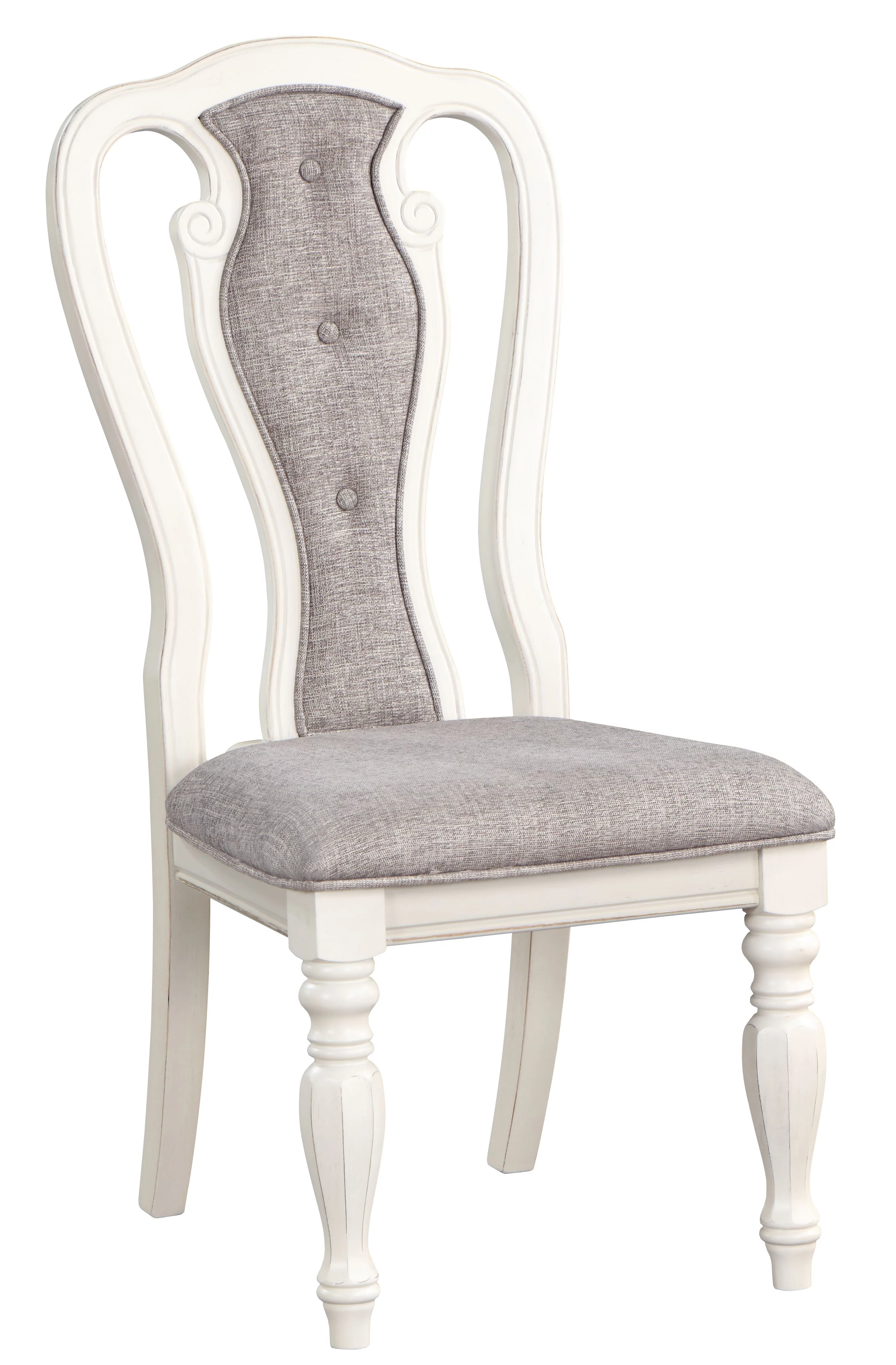 ACME Florain Wooden Side Chairs in Gray and Antique White (Set of 2)