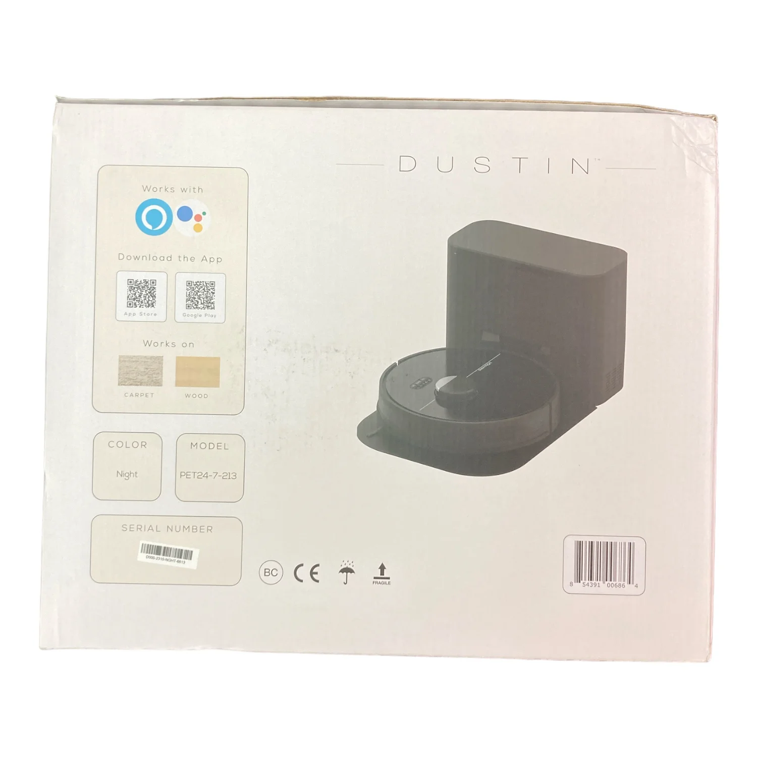 bObsweep Dustin Wi-Fi Connected Self-Emptying Robot Vacuum and Mop, Black