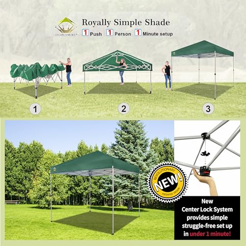 CROWN SHADES 10x10 Pop Up Canopy - Beach Tent with One Push Setup - Easy Outdoor Sun Shade for Events, Parties, Camping - Gazebo with STO-N-Go Cover Bag, Silver Coated Top, White