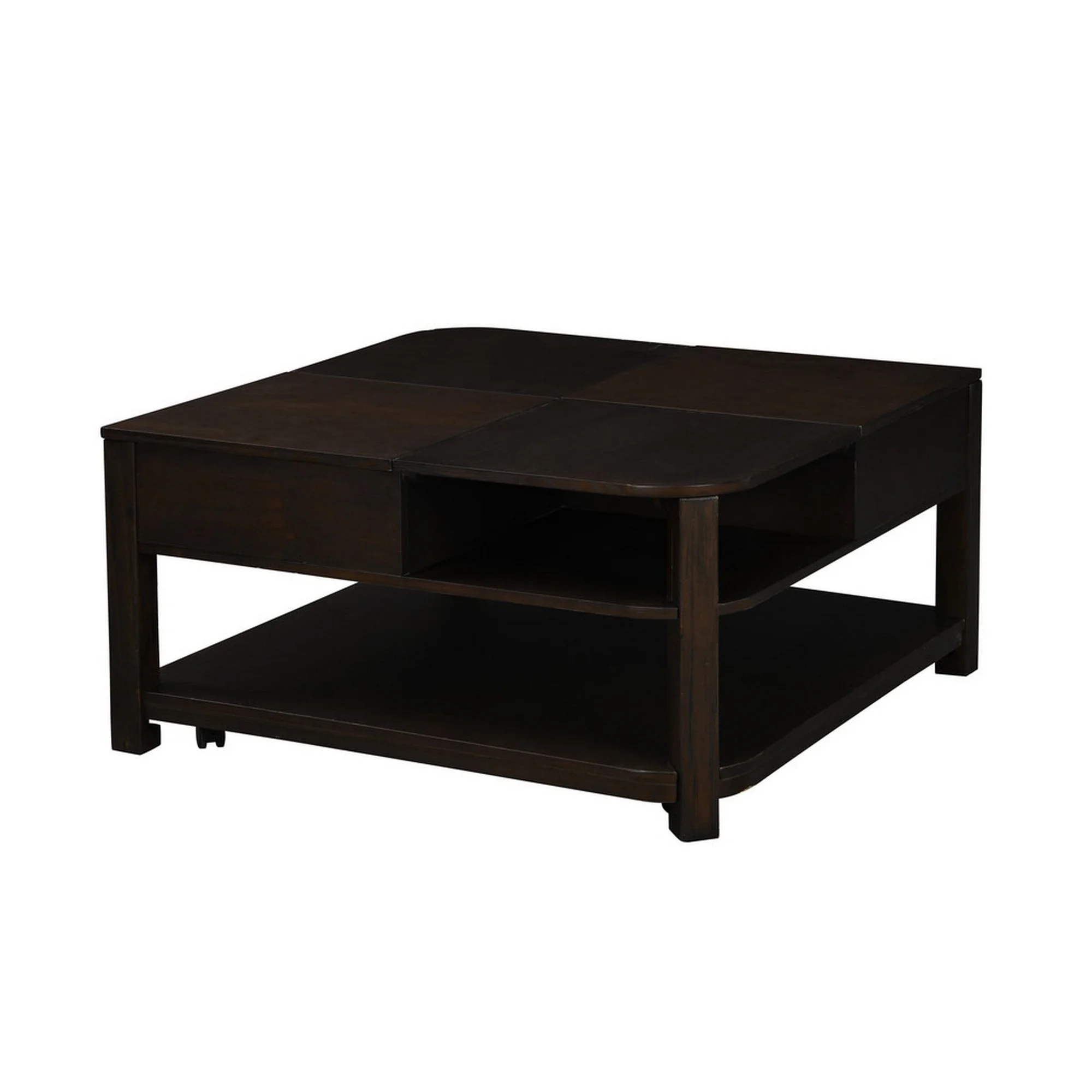Benjara  Miyo Modern Style Dark Brown Lift Top Coffee Table & End Table Set, Black - 2 Piece