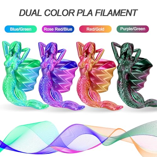 YOUSU 3D Printer Filament Bundle, Glow in The Dark Filament Multicolor, Green, Blue, Purple and Rainbow, PLA Filament 1.75 mm, Dimensional Accuracy +/- 0.03 mm, 250g X 4 Pack