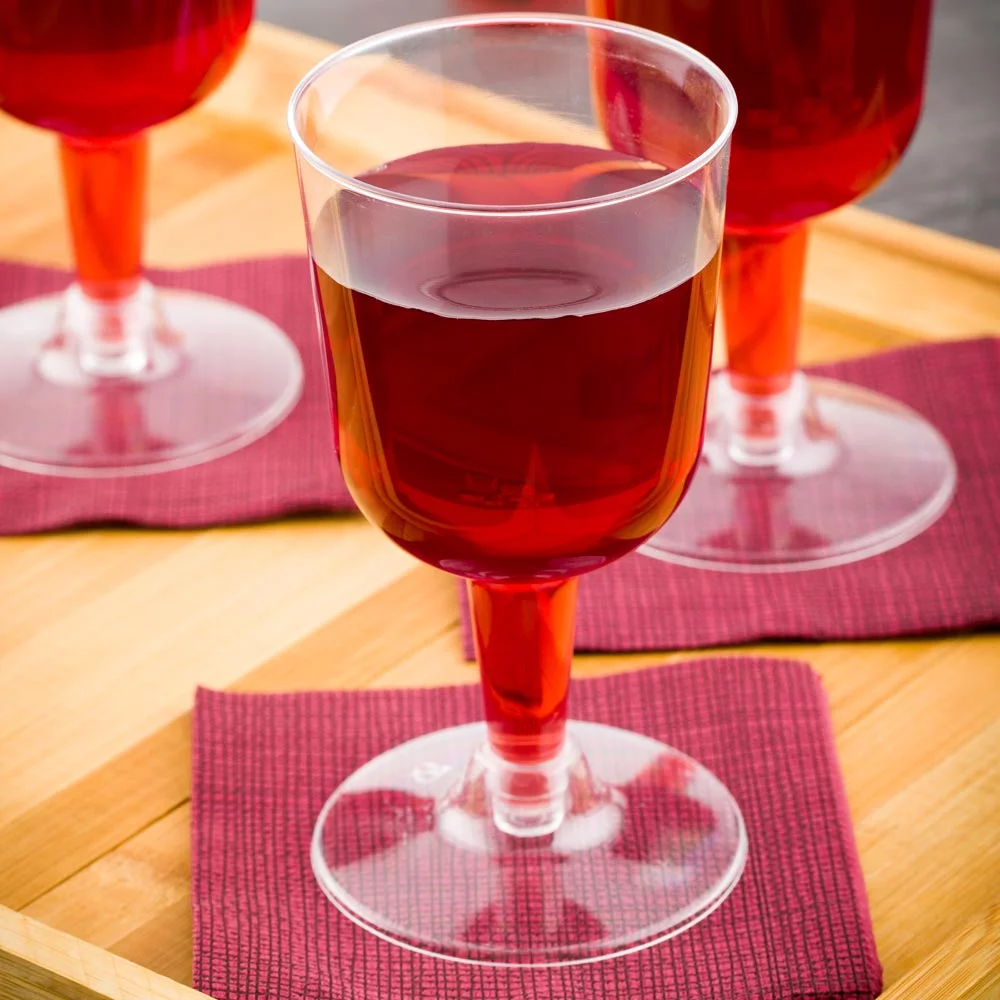 4 oz Round Clear Plastic Calice Wine Glass - 2 1/2