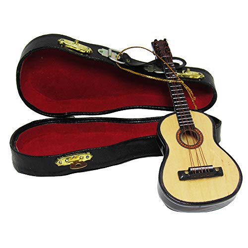 Kurt S. Adler Wooden Guitar Christmas Ornament Personalized Acoustic Instrument with Case Holiday Tree Decoration with Custom Name