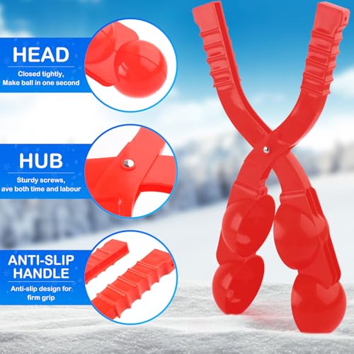 4 Pack Snowball Maker, Large Snow Ball Clip Mold Tool with Handle for Snow Ball Fights, Outdoor Winter Sport for Adults