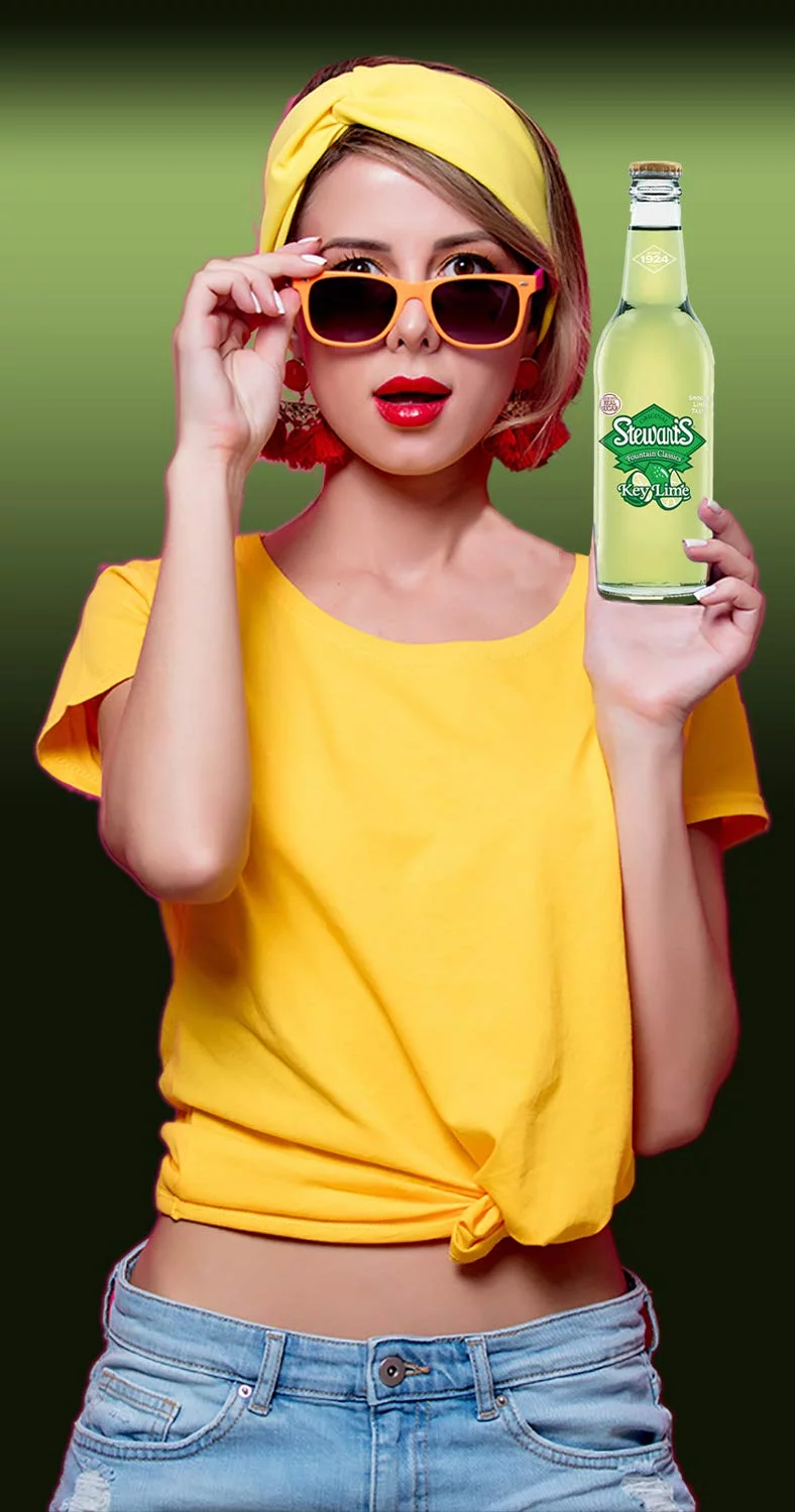 Stewart's Key Lime Soda, 12 fl oz (12 Glass Bottles), All Natural Family Pack Drinks