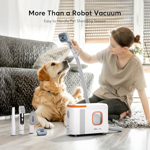 D20S Max+ Robot Vacuum and Mop, 6000Pa Suction for Pet Hair, with Self-Emptying Dock and Pet Grooming Parts, 10 Weeks Hands-Free Cleaning, PreciSense LiDAR Navigation, App & Voice Control