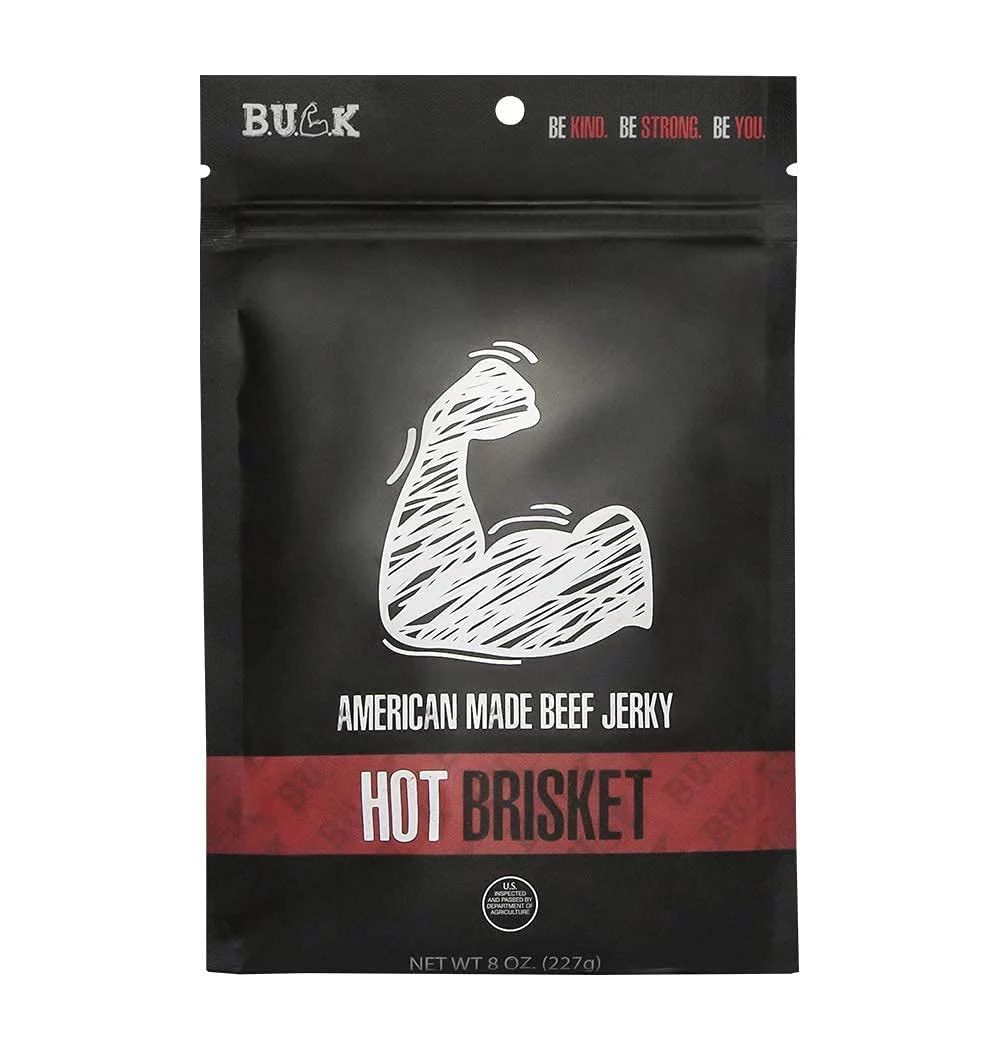 BULK Beef Jerky All Natural Brisket Dried Beef, Low Fat and Calorie Snacks, Hot Brisket, 8oz