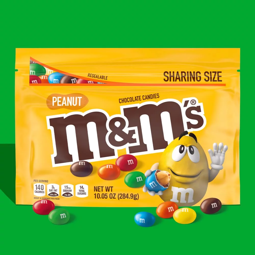 M&M's Peanut Chocolate Candies, Sharing Size - 10.05 Oz Resealable Bag (Pack of 3)