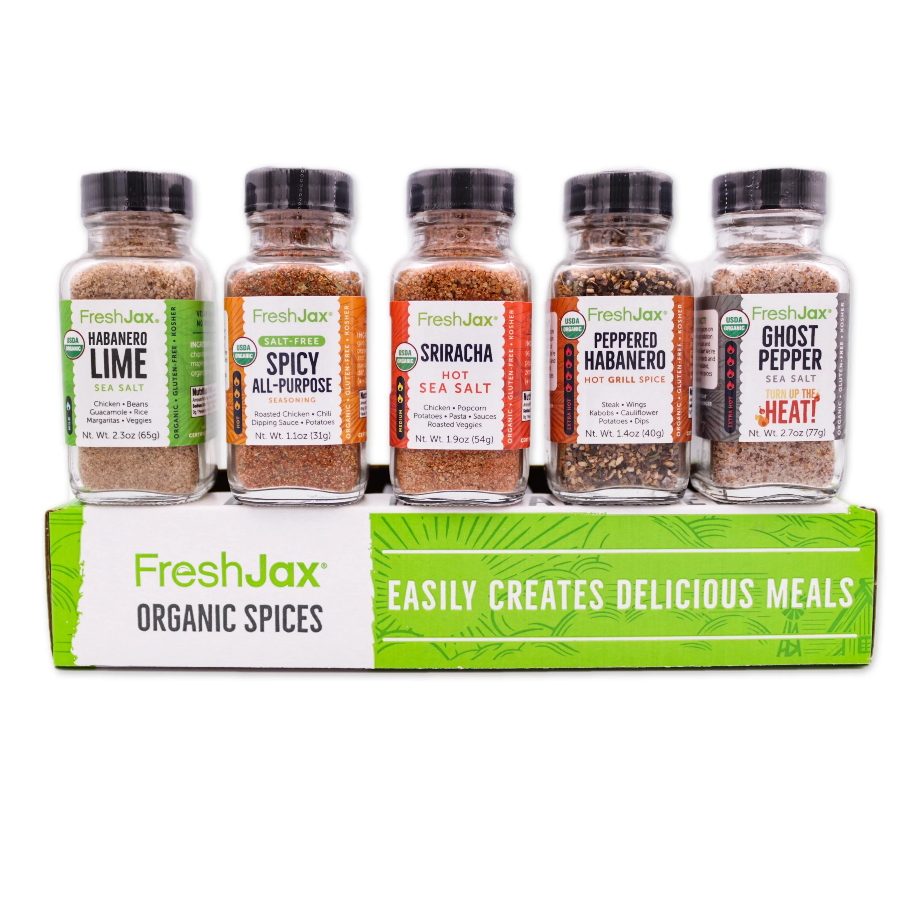 FreshJax Hot & Spicy Seasoning Gift Set | Pack of 5 Organic Hot & Spicy Seasoning Set | Gift Sets for Men | Spices and Seasonings Sets for Cooking