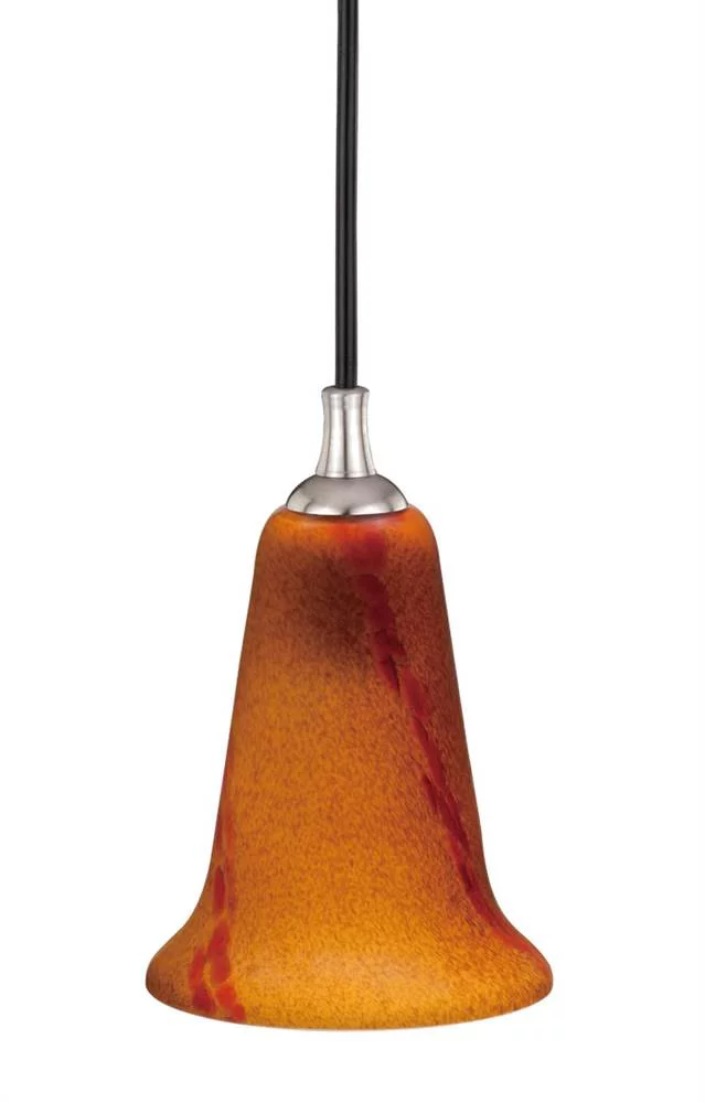 Vaxcel Milano Satin Nickel Mini Pendant Ceiling Light Amber Red Glass