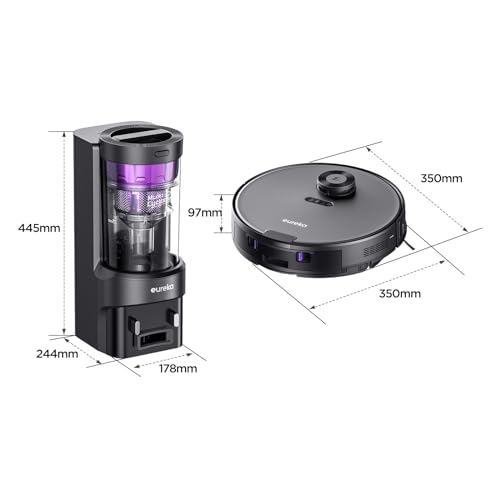 Eureka Robot Vacuum with Bagless Self Emptying Station, 2 in 1 Robotic Vacuum and Mop Combo, 60-Day Capacity, 4000Pa Suction, Auto Lifting Mop, LiDAR Navigation,NER E10s