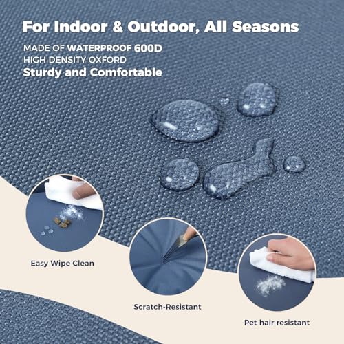 Miguel Waterproof Outdoor Dog Bed for Medium Small Dogs, Oxford Pet Bed Tough with Sides Easy Clean, All Weather Rectangle Puppy Bed with Removable Cover Bolster Bed Scratch Resistant, 30 inches