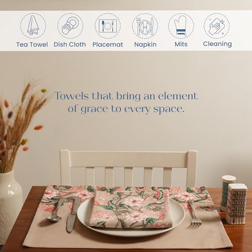 The Fine Living Co. 100% Cotton Merry Christmas Kitchen Towels, 18'x28' Set of 2 (Cherry Red & Green)