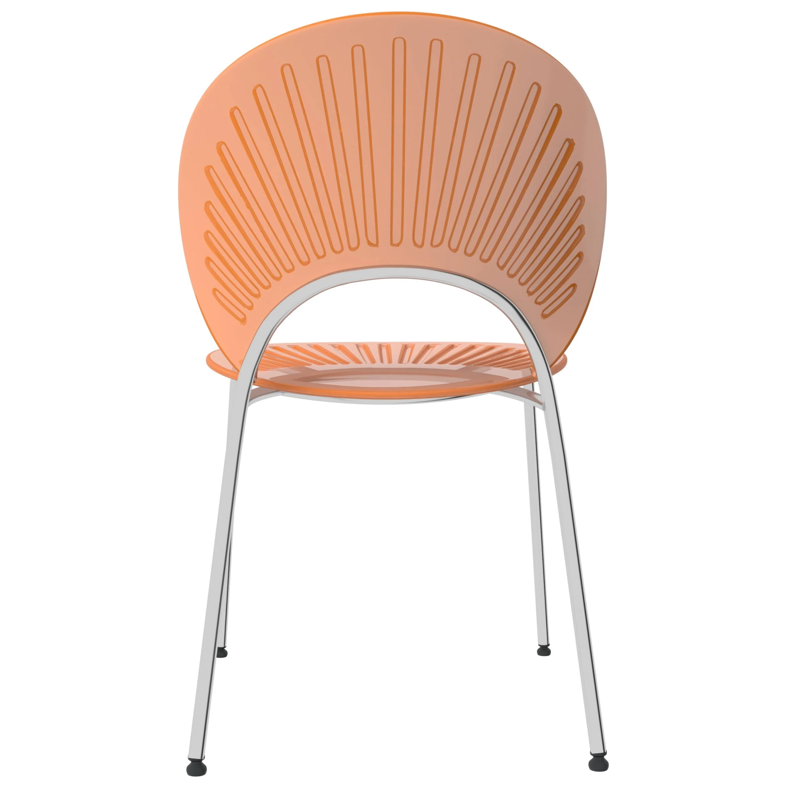 LeisureMod Opulent Mid-Century Modern Plastic Dining Chair in Chrome Metal Legs Armless Dining Side Chair for Kitchen and Dining Room Set of 4, Amber