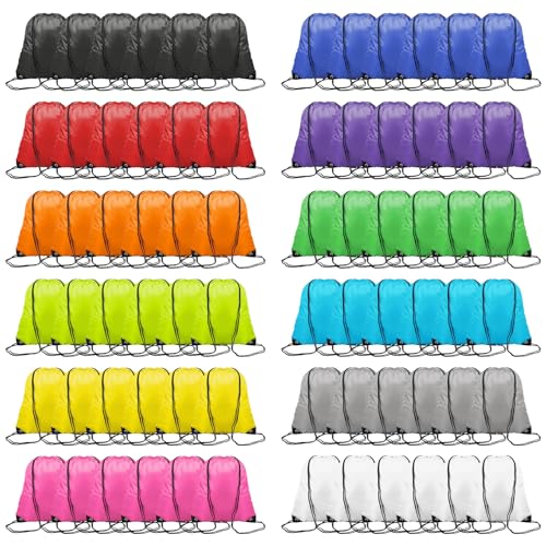120 Pack Drawstring Bags Bulk, 12 Color Gym Drawstring Backpack Bulk for Women Men Portable String Sackpack Bag Large Capacity DIY Draw String Backpack for Gym Sports Storage Travel