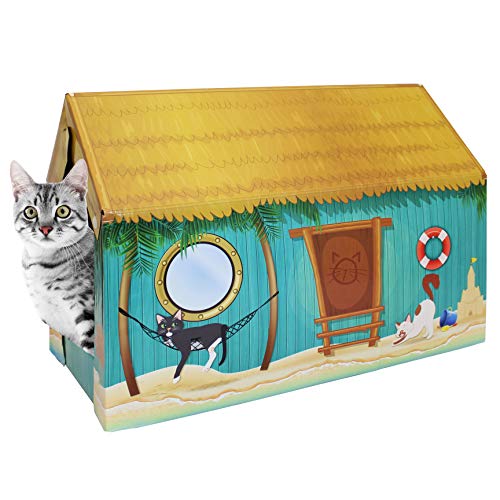 Christmas Cat House & Cat Scratcher w/Bonus Catnip Included