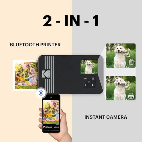 KODAK Mini Shot 3 Retro 4PASS 2-in-1 Instant Digital Camera and Photo Printer (3x3 inches) + 60 Sheets Cartridge Bundle, White