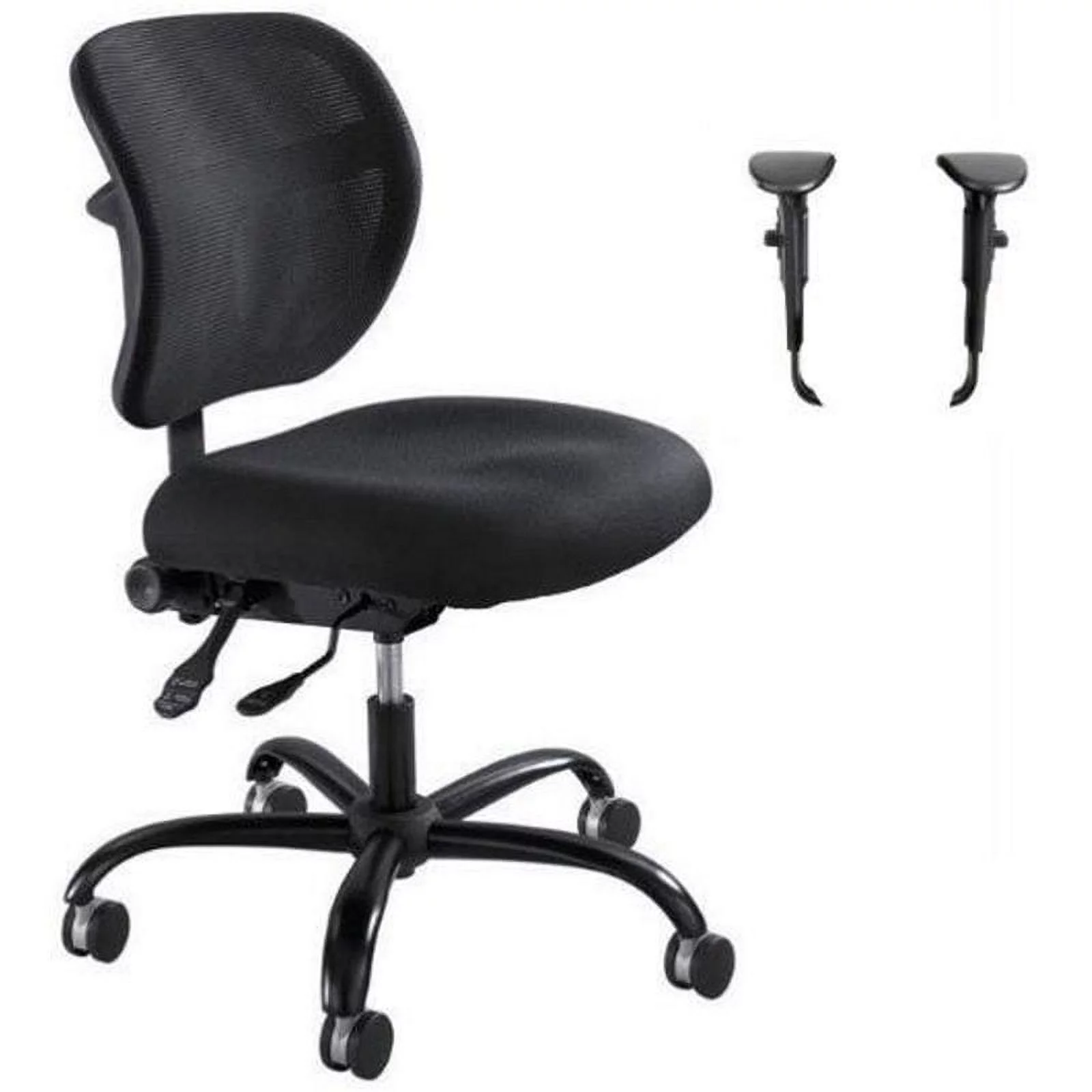 Safco 1 Mesh Big and Tall Office Chair with Alday Arm Set in Black