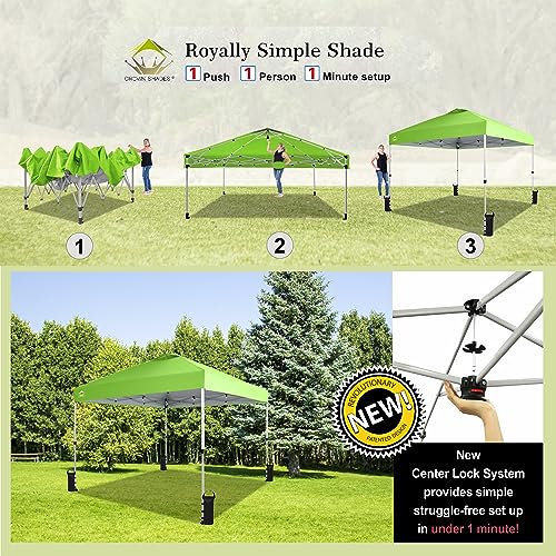 CROWN SHADES 10x10 Pop Up Canopy - Beach Tent with One Push Setup - Easy Outdoor Sun Shade for Events, Parties, Camping - Gazebo with STO-N-Go Cover Bag, Silver Coated Top, White