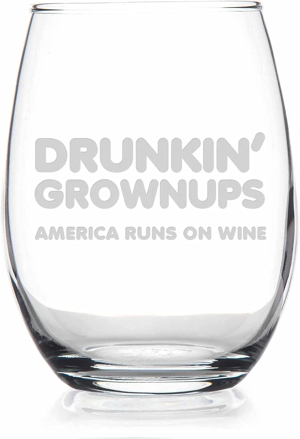 Drunkin Grownups Stemless Wine Glass - Wine Mom Gift, Funny Sayings Wine, Dunkin Donuts Wine, Adult Humor Gift, Funny Wine Glass