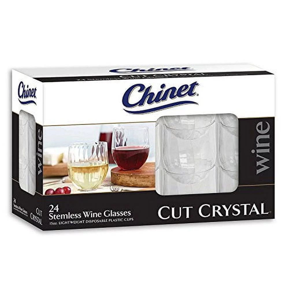 Chinet Stemless Plastic Wine Glasses, 24 Count