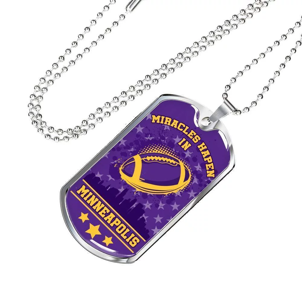 Minnesota Fan Sports Necklace Stainless Steel or 18k Gold Dog Tag 24