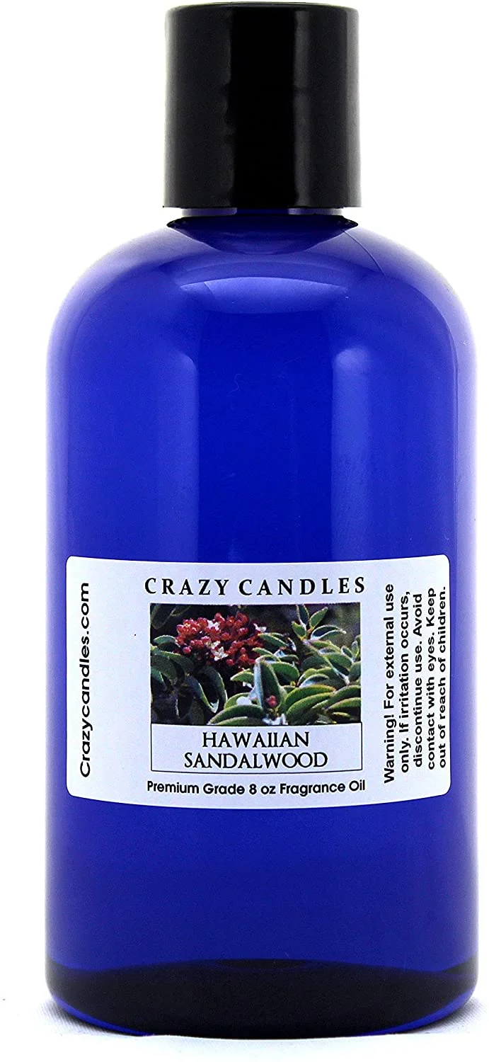 Crazy Candles 8oz Hawaiian Sandalwood Bottle 8 Fl Oz Each (237ml) Premium Grade Scented Fragrance Oil Made in USA