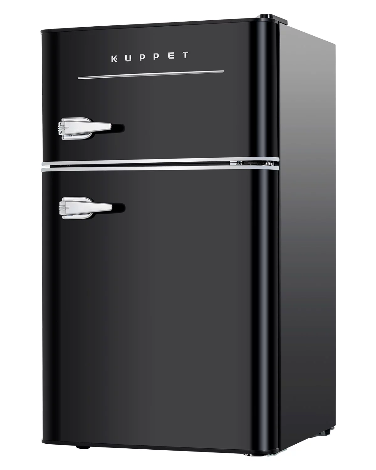 KUPPET Retro Mini Refrigerator 2-Door Compact Refrigerator for Dorm, Garage, Camper, Basement or Office, 3.2 Cu.Ft, Black