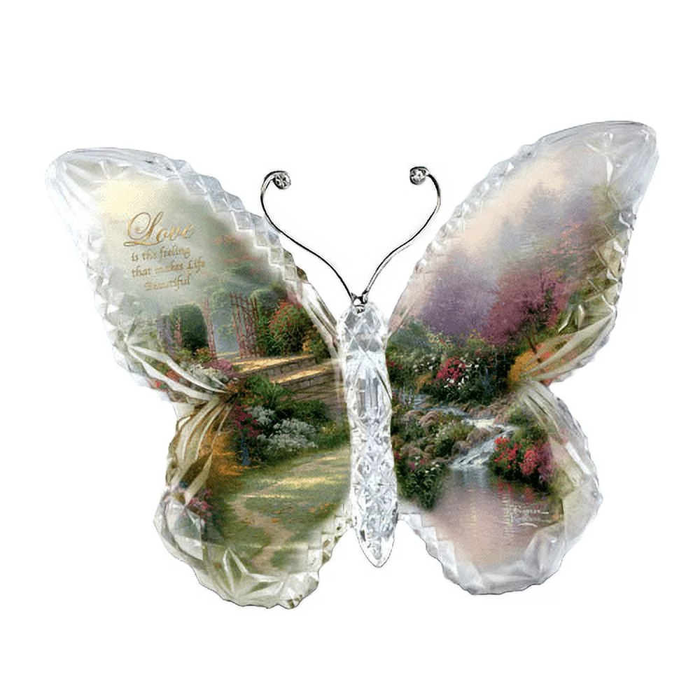 The Bradford Exchange Crystalline Butterfly Love Garden of Paradise Sculpture Collection by Thomas Kinkade 4.5-inches
