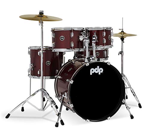 Pacific Drums Center Stage Complete Drumkit, 5 Drum Set, Iridescent Black Sparkle, 7x10, 8x12, 14x16 Floor, 16x22 Kick, 5x14 Snare (PDCE2215KTIB)