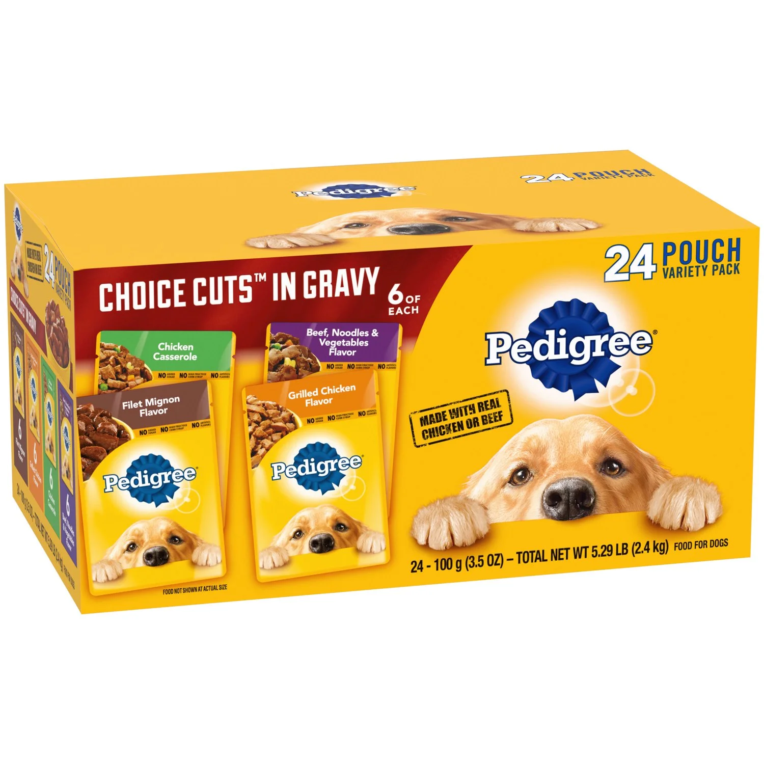 Pedigree Choice Cuts Gravy Wet Dog Food Variety Pack, 3.5 oz Pouches (24 Pack)