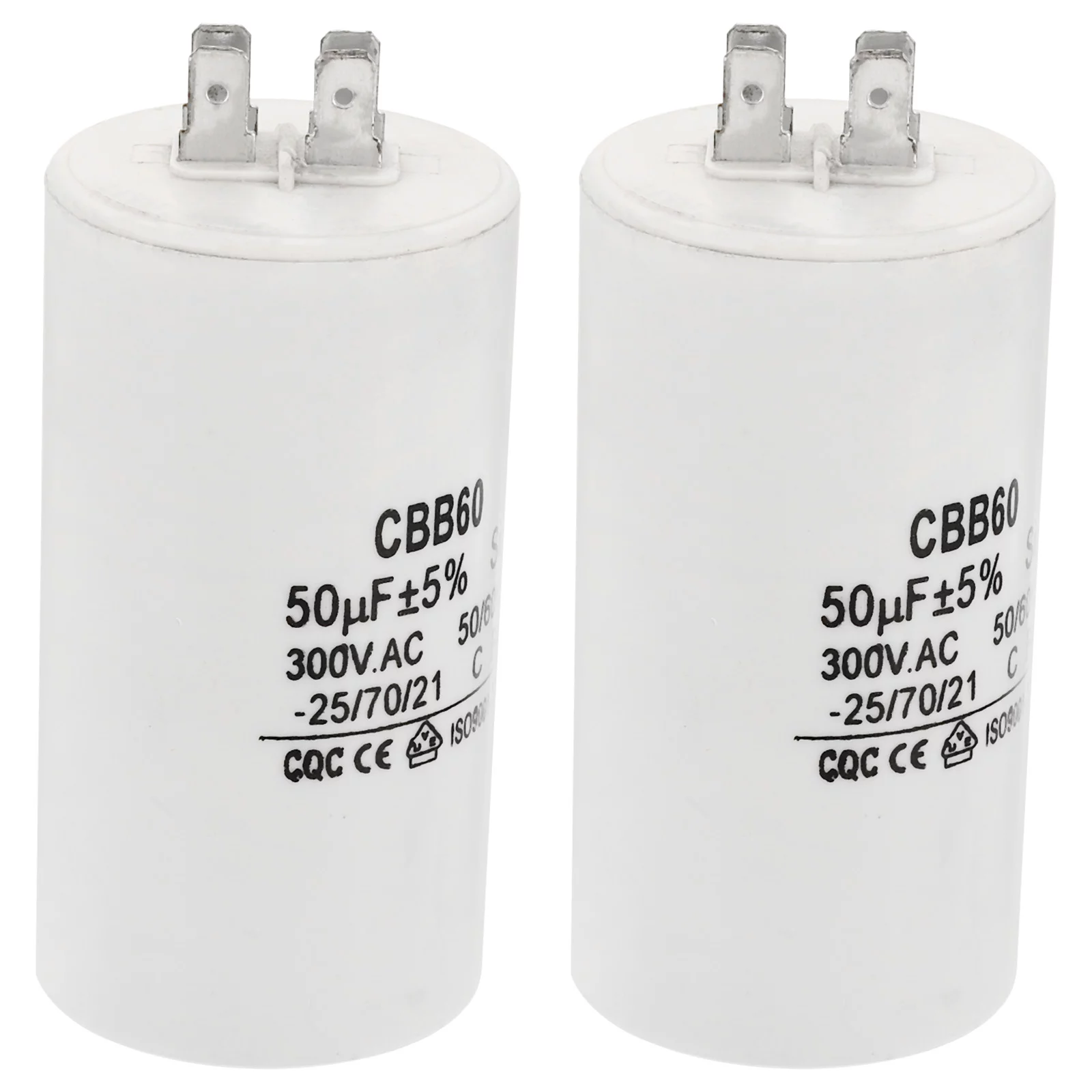 CBB60 50uF Running Capacitor,2pack AC300V 4 pins 50/60Hz Cylinder 1.91 x  3.67inch