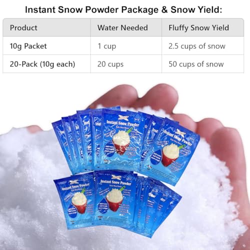 20 Packs - Instant Snow Powder - Science Gone Fun (Tm), Will Make About 80 Cups of Fluffy Instantly Snow.