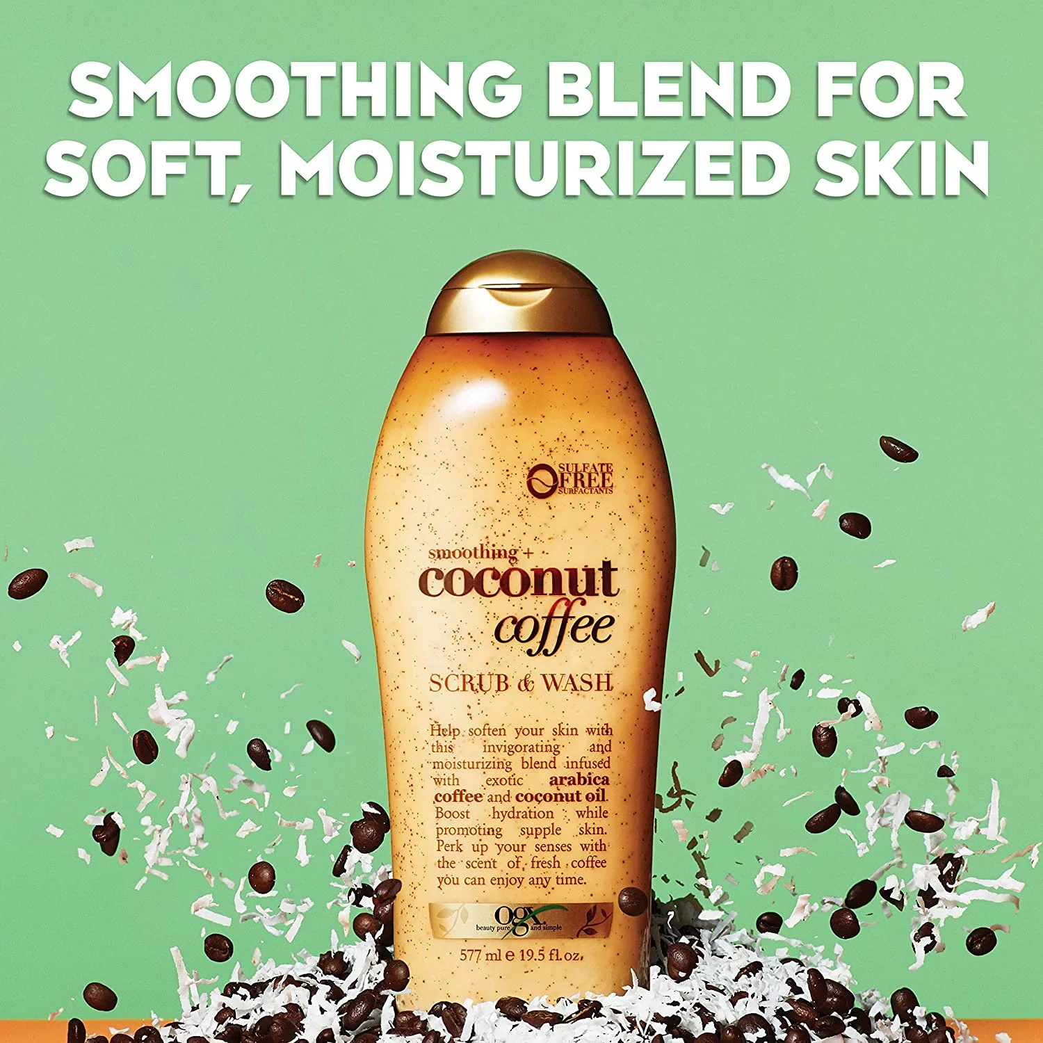 5 Pack OGX Smoothing + Coconut Coffee Body Scrub & Wash 19.5 Ounce