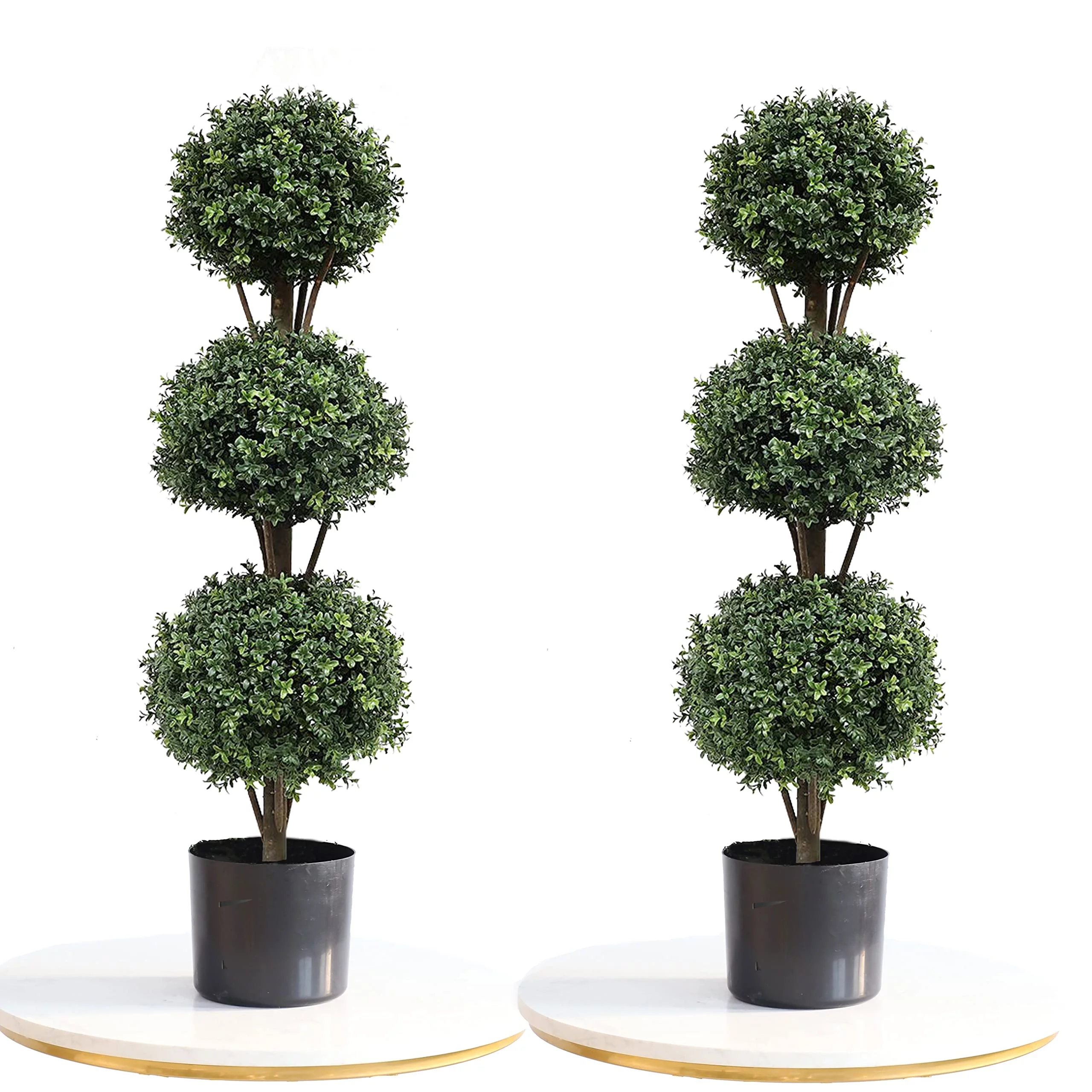 momoplant Set of 2 47 inch-4Ft Artificial Boxwood Topiary Ball Tree Topiaries Greenery Indoor/Outdoor Plants