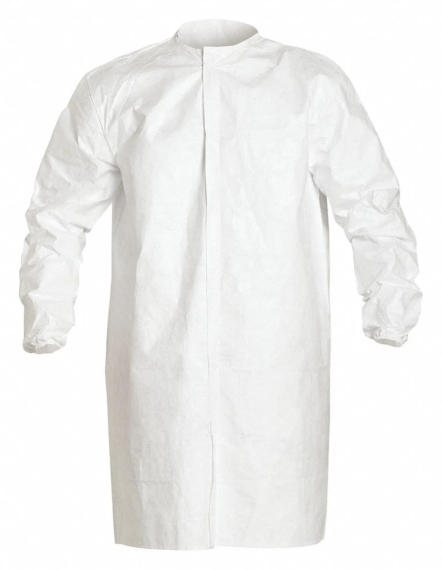 Dupont Disposable Frock,White,Snaps,XL,PK30  IC270BWHXL003000
