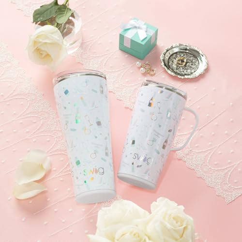 Swig Life 32oz Insulated Tumbler, Travel Coffee Tumbler with Lid, Cup Holder Friendly, Stainless Steel Travel Coffee Mug, Glitter Tumbler, Glitter Gifts (Confetti)