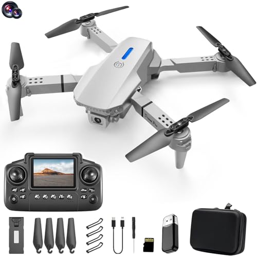 Drone With Camera Remote Control, With Screen Display 2.4G RC Quadcopter Altitude Hold, Toys For Adults Beginners, 9.8x9.8x2.2in (gray)