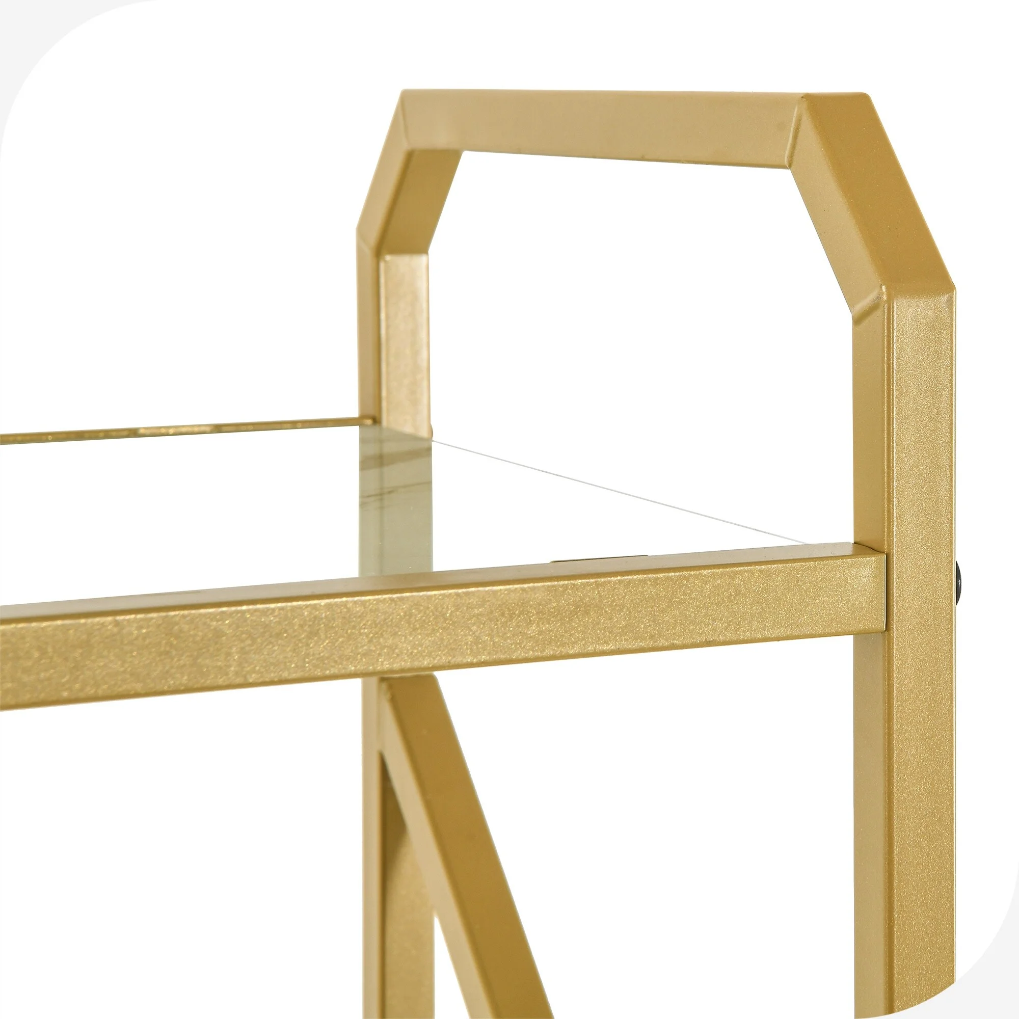 WedealFu Inc 5-Tier Bookshelf 62-inch Tall Gold Metal and Glass Bookcase