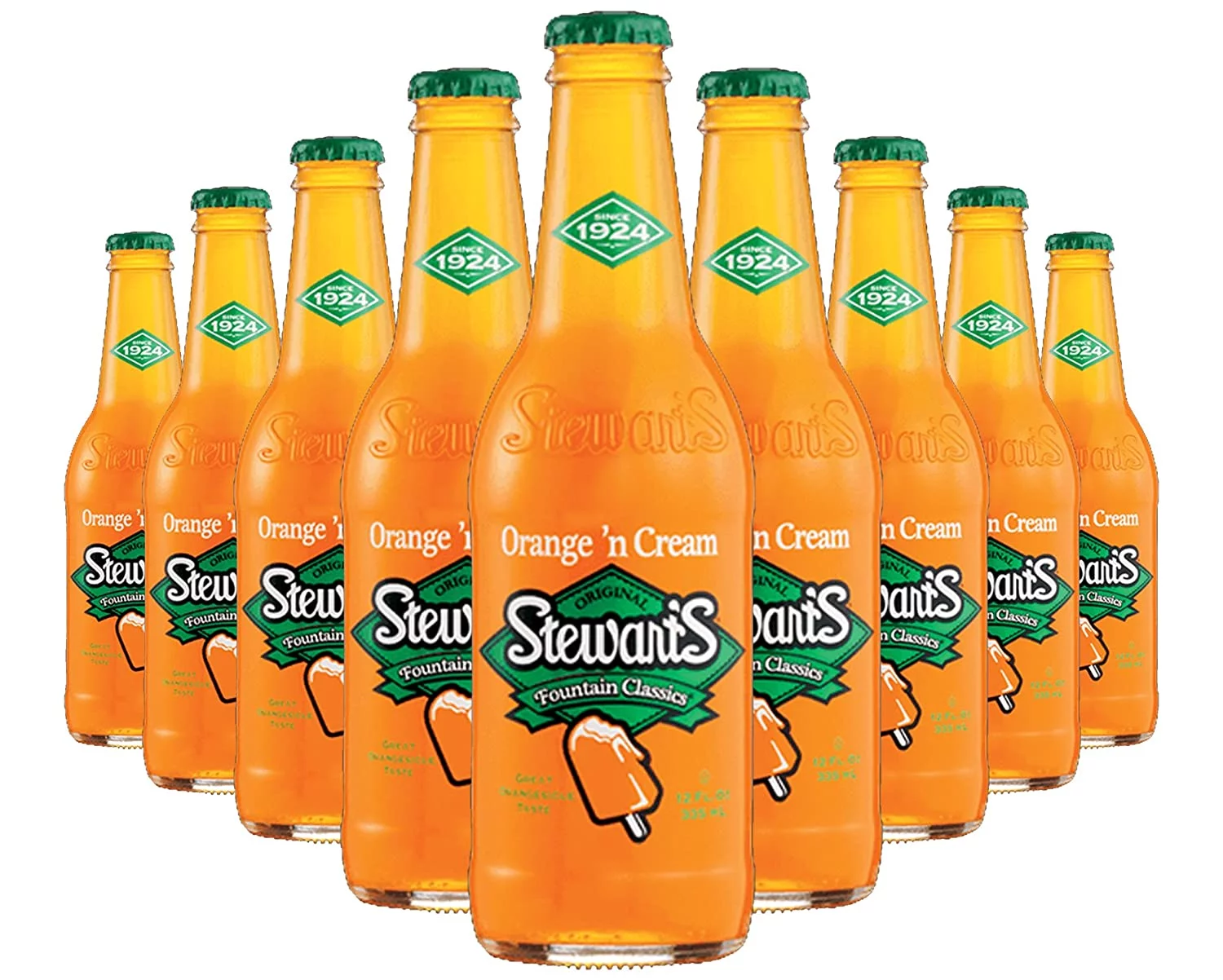 Stewart's Orange & Cream Soda, 12 fl oz (12 Glass Bottles), All Natural Juice Family Pack