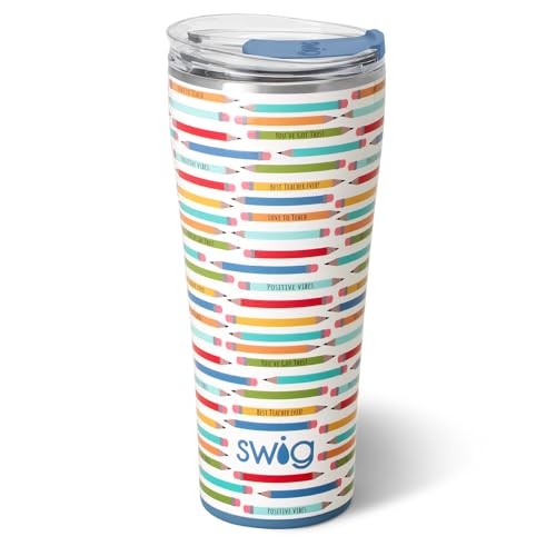Swig Life 32oz Insulated Tumbler, Travel Coffee Tumbler with Lid, Cup Holder Friendly, Stainless Steel Travel Coffee Mug, Glitter Tumbler, Glitter Gifts (Confetti)