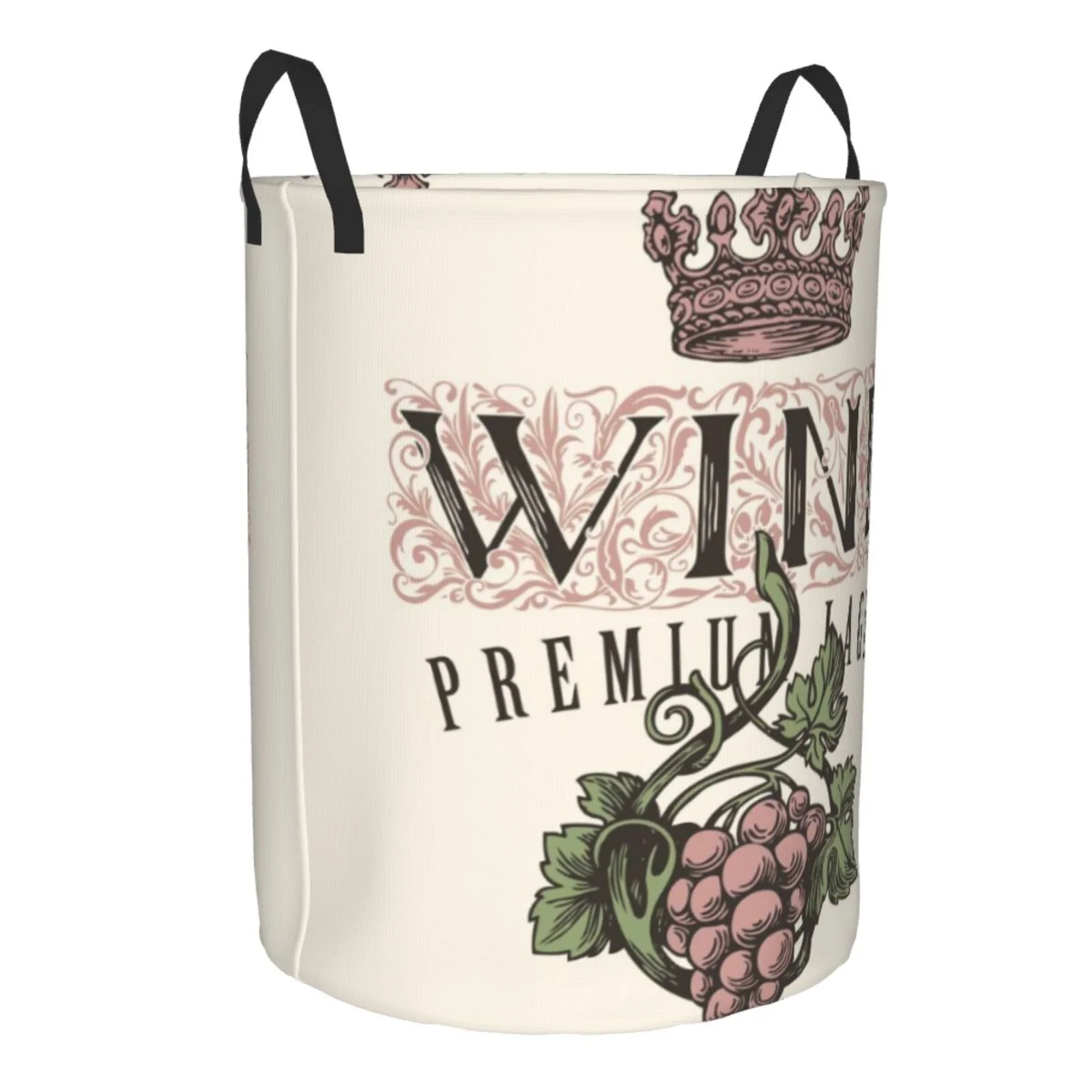 Fotbe Laundry Hamper With Durable Leather Laundry Basket Wine Thickened Waterproof Round Collapsible Laundry Hamper, Dirty Clothes Laundry Basket