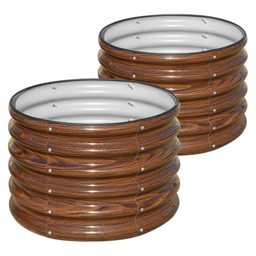 SnugNiture Raised Garden Bed, 2 PCS 2×2×1.5ft Round Galvanized Outdoor Planter Box, 17