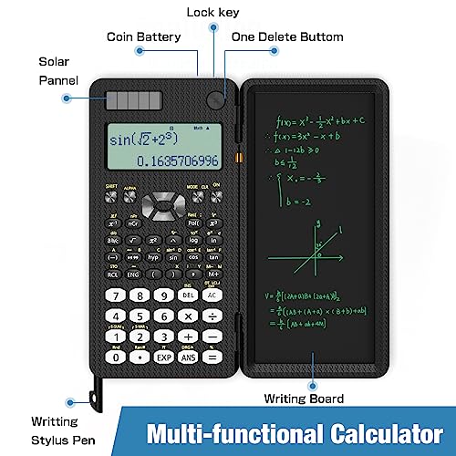Rechargeable Scientific Calculator for Students, Pink 991ES MAX Foldable Science Calculator with Notepad 417 Function Solar Energy Science Calculators for Middle and High School Supplies (Pink)