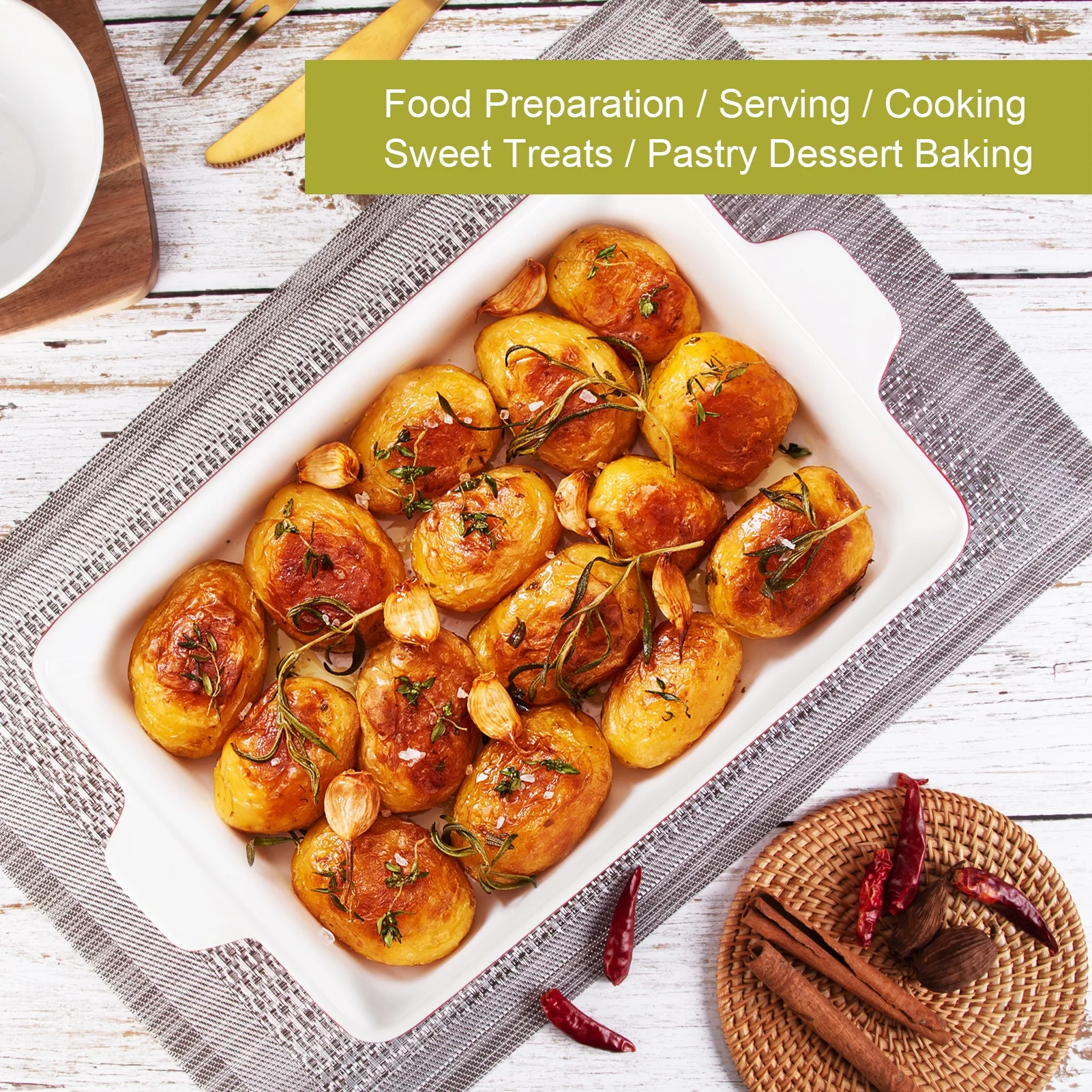 Sangdo Ceramic Rectangular Baking Dish Set of 3 , Casserole Dish, Microwave Oven Dishwasher Safe,Yellow